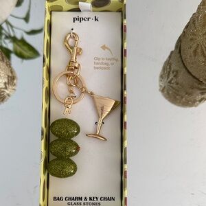 Piper Gold and Martini Key Holder or bag Charm
